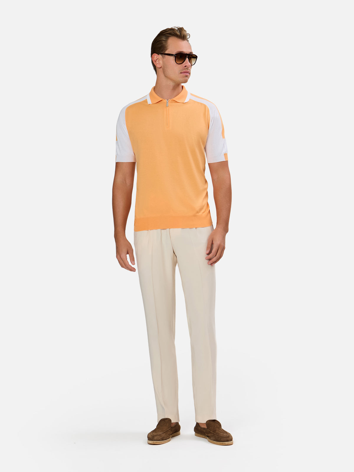 Palmino Polo Zip Contrast Color and Sleeve