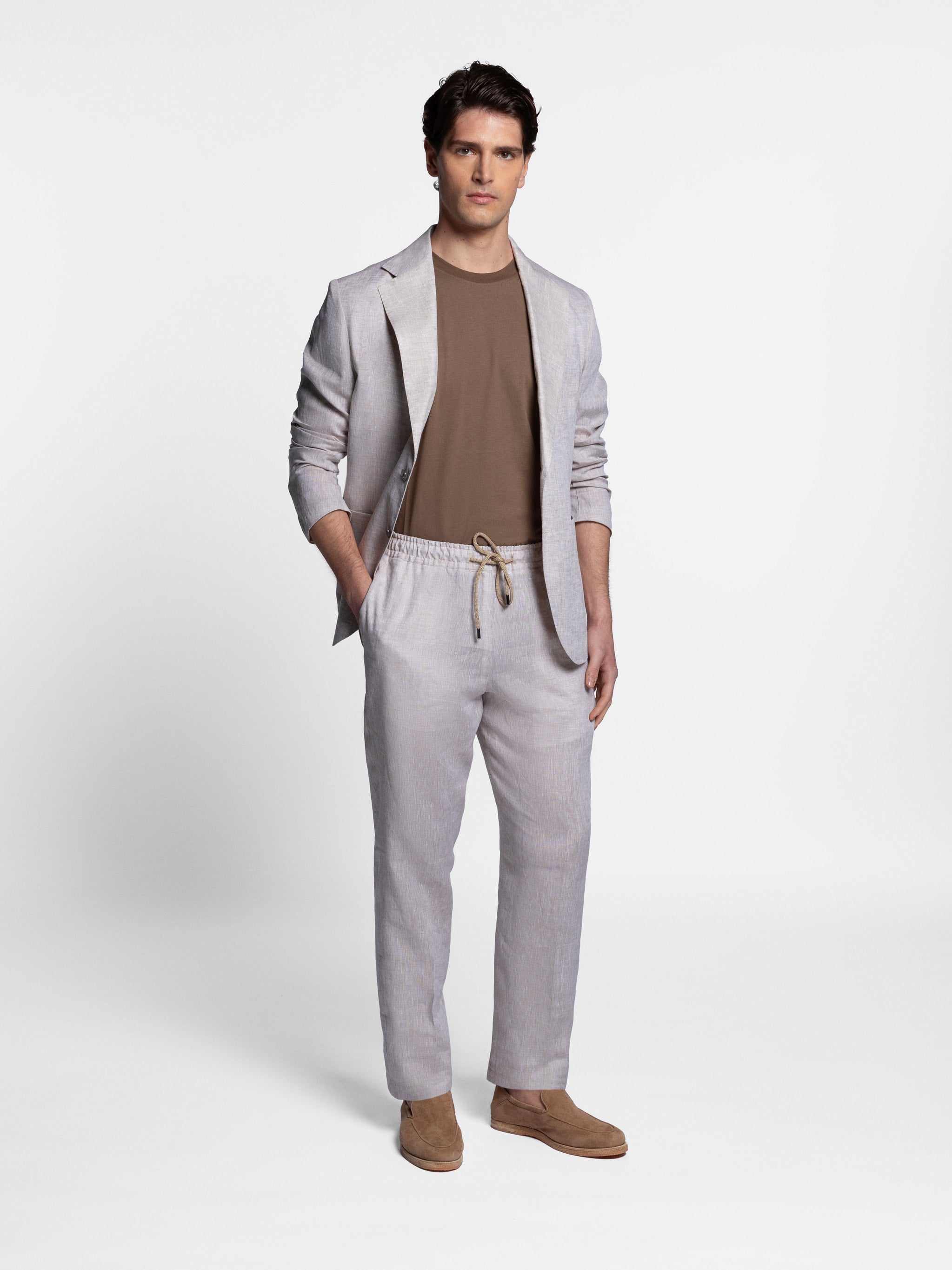 Fortino Unconstructed Linen Beach Suit