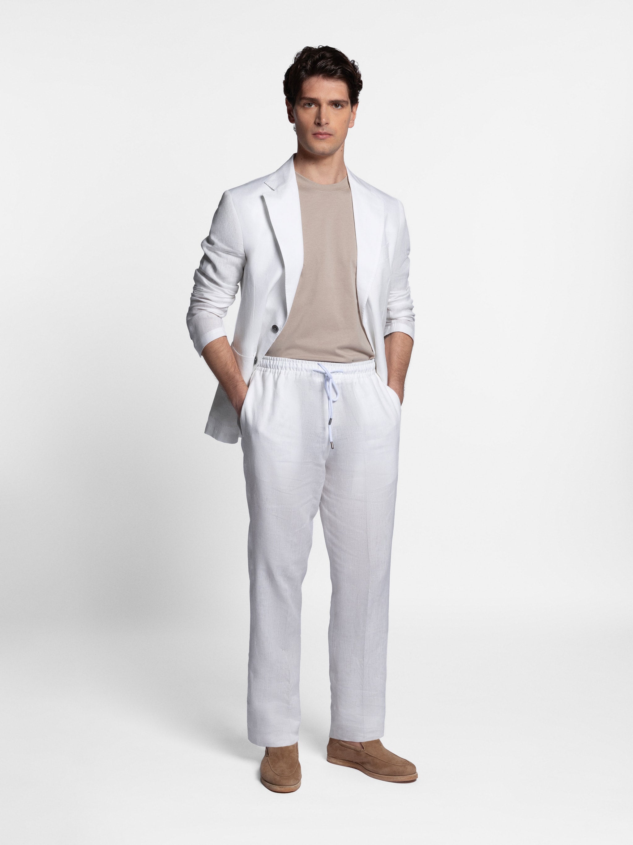 Fortino Unconstructed Linen Beach Suit