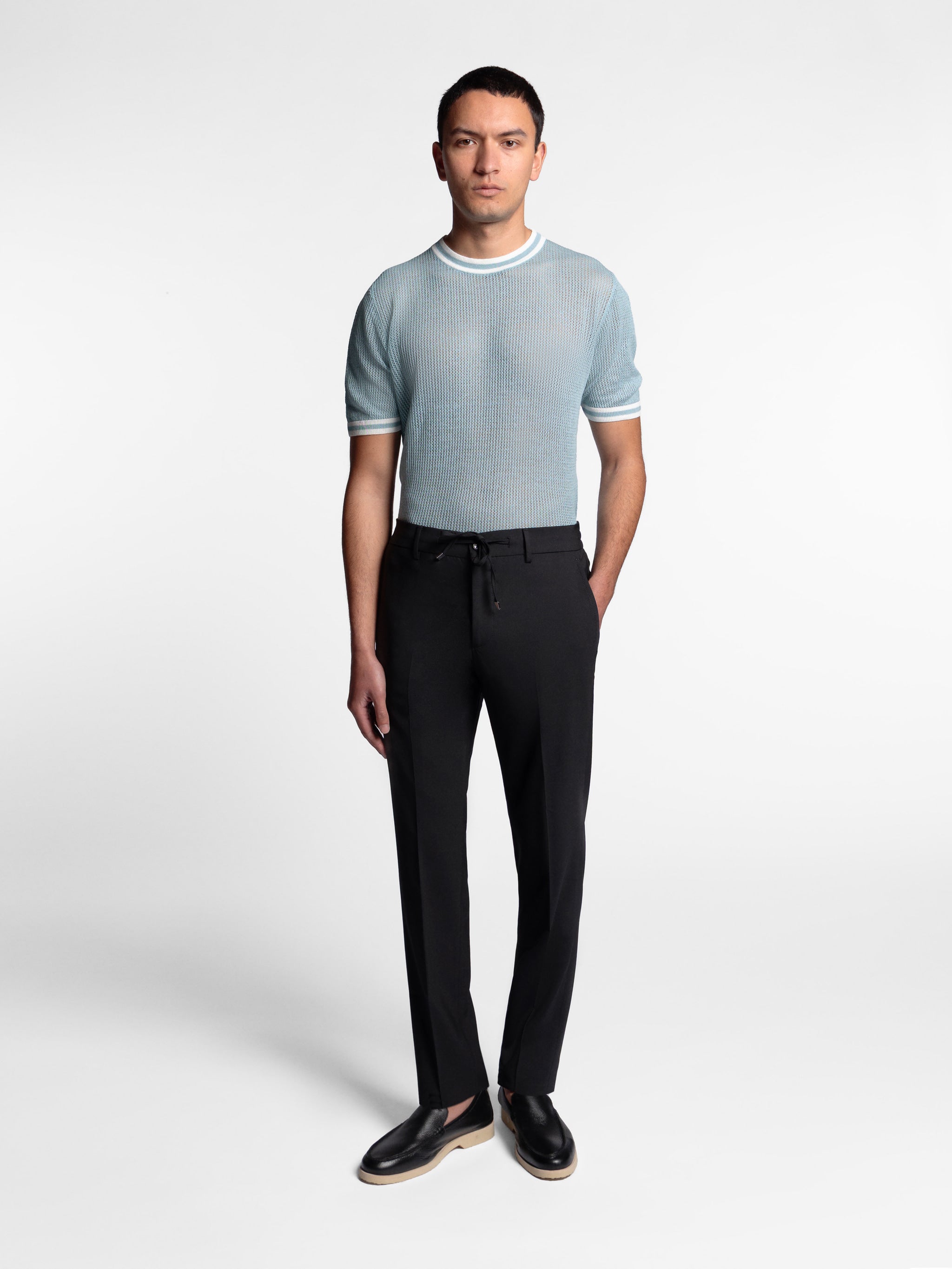 Morvello Open Knitted Crewneck T-Shirt