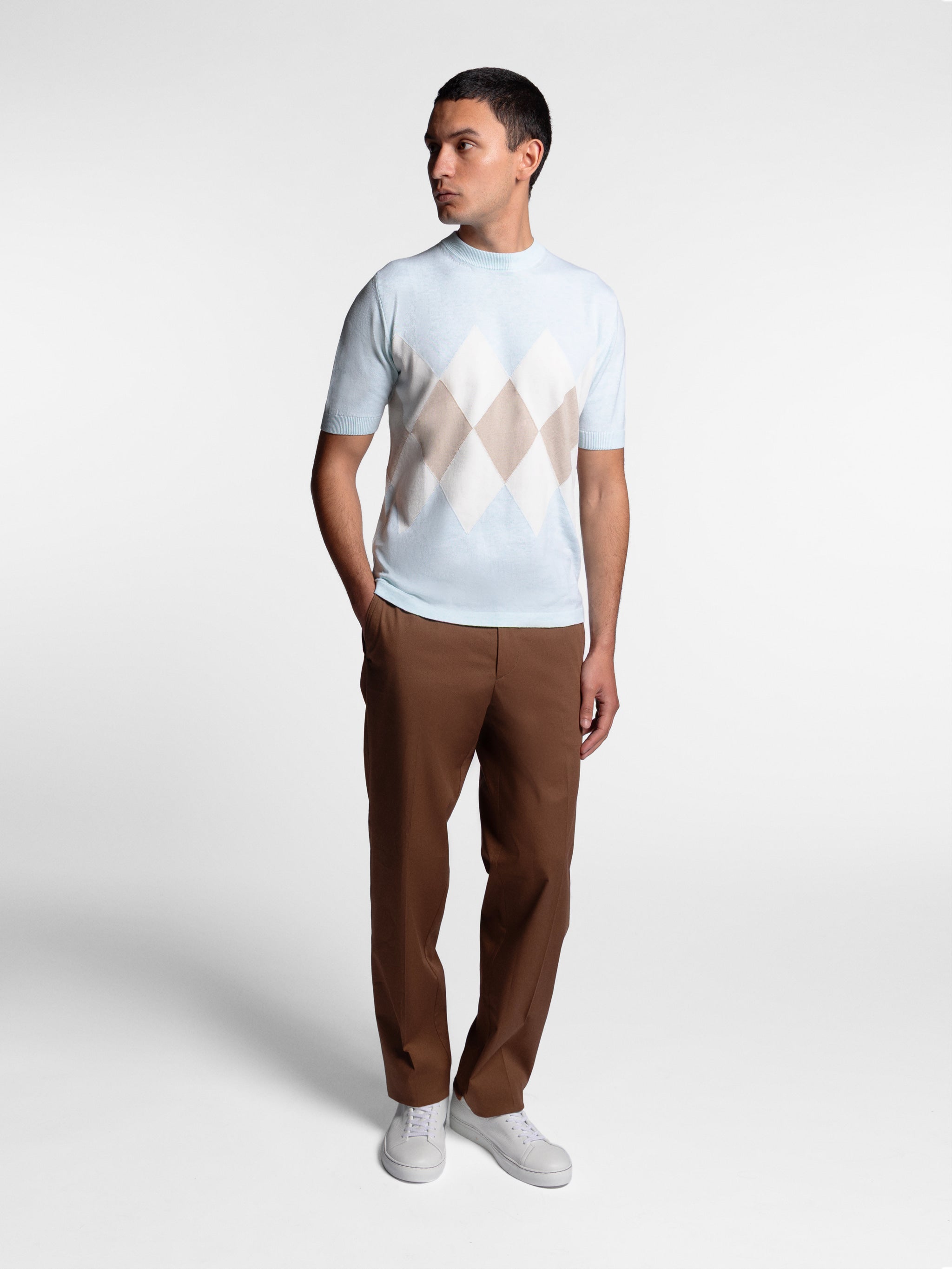 Naviero Argyle S/SL Crewneck