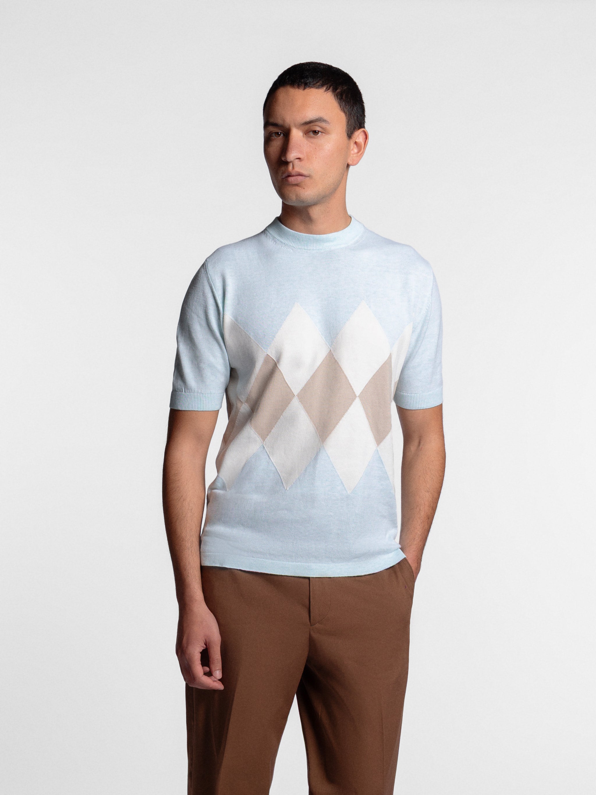 Naviero Argyle S/SL Crewneck