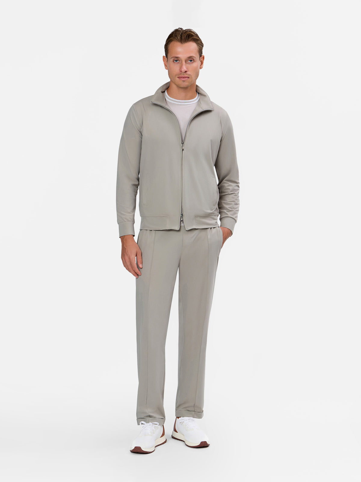 Melchiorre Knitted Crew neck T-Shirt with Contrast Color on the Sleeve and Hem