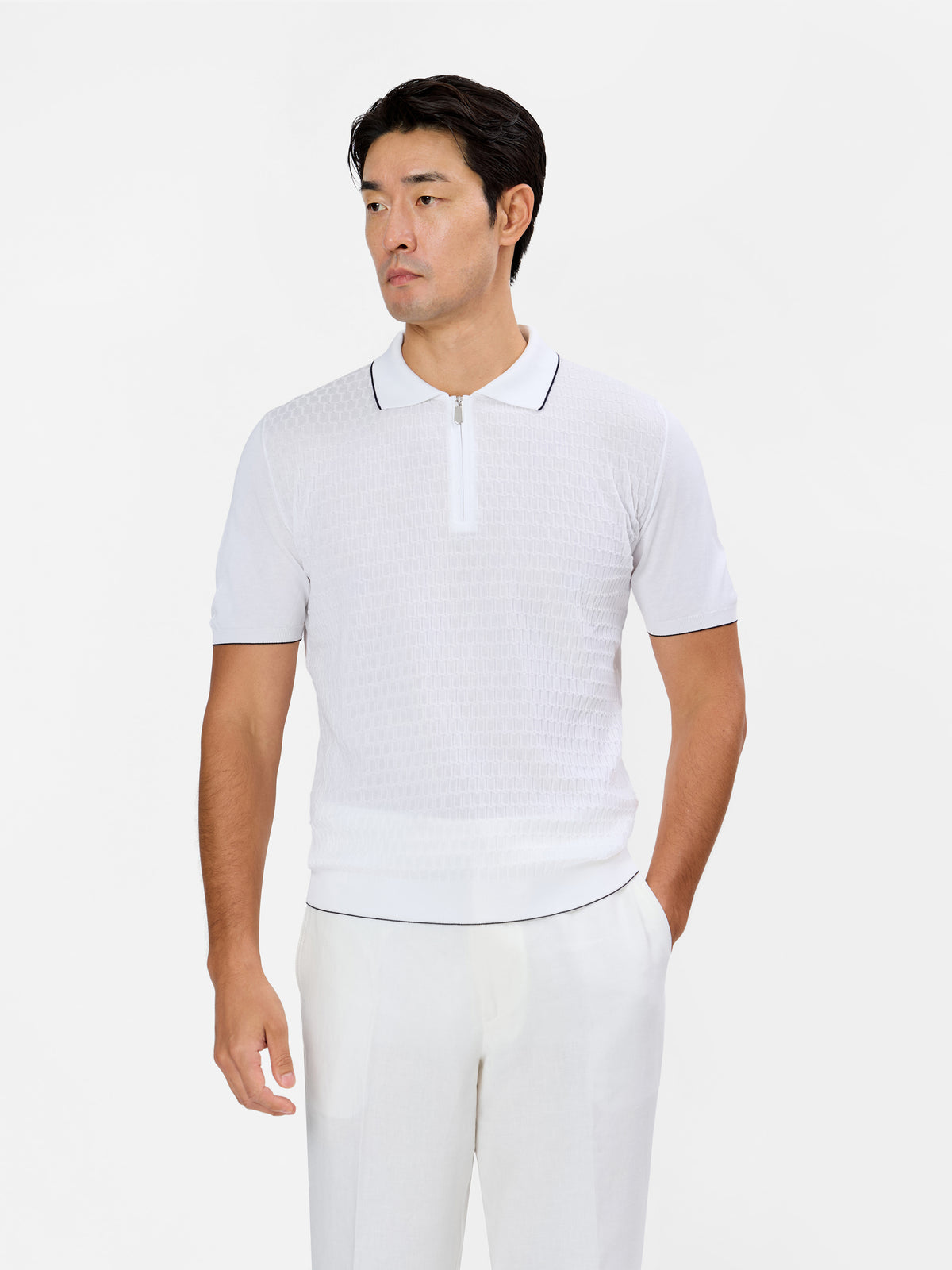 Floriano Structured Zip Polo