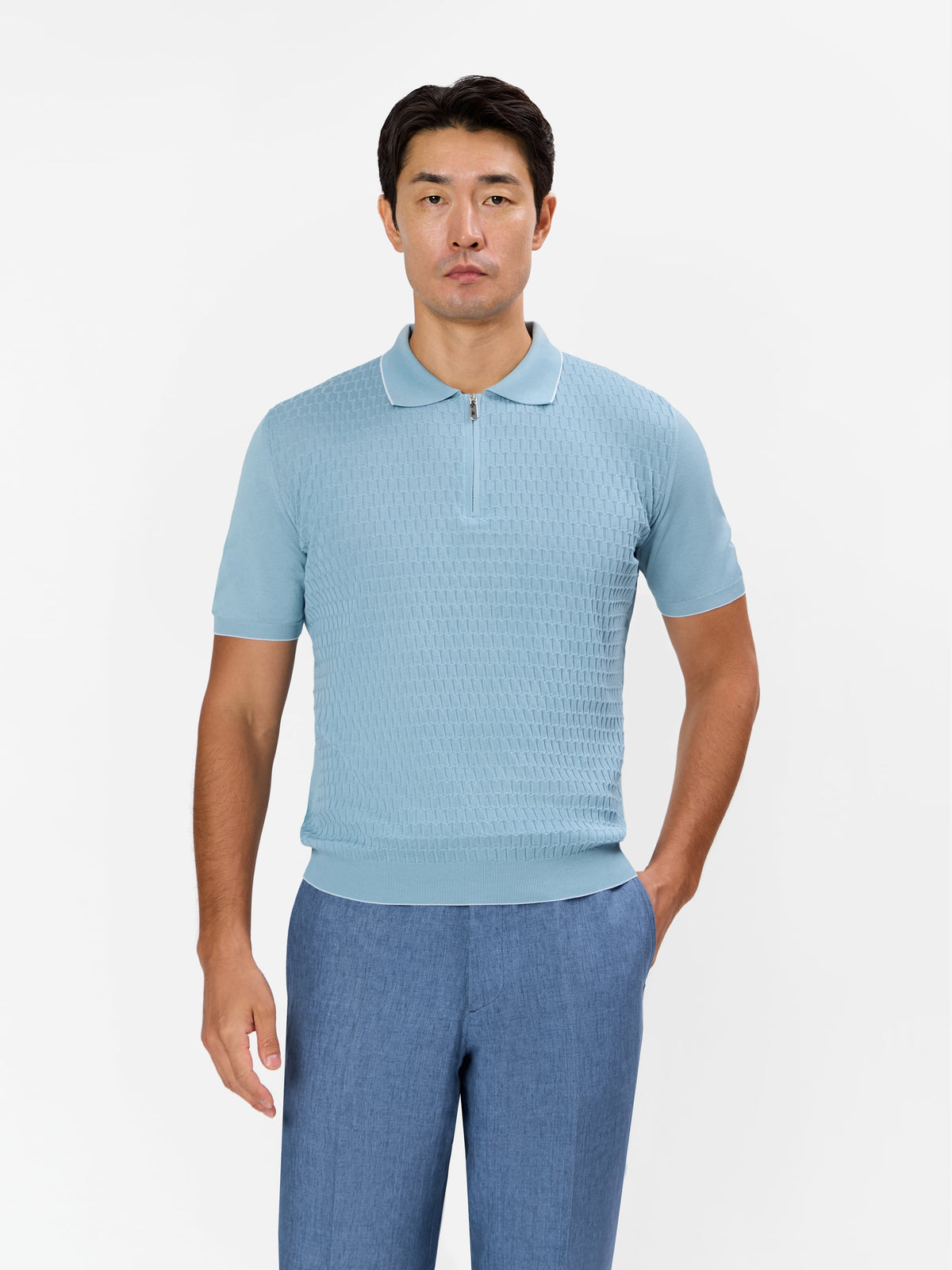 Floriano Structured Zip Polo