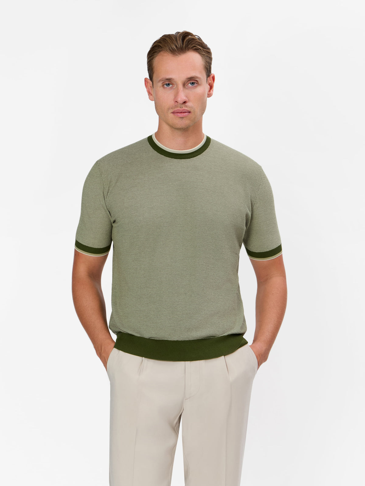 Lorenzio Mock Pique Crew neck with Contrast Rims