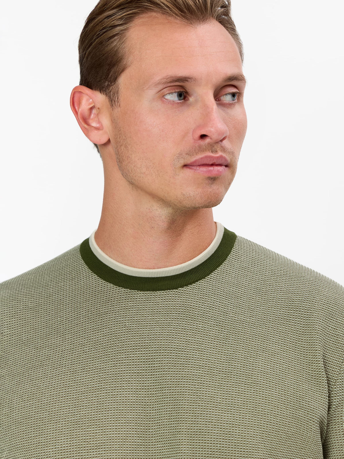 Lorenzio Mock Pique Crew neck with Contrast Rims