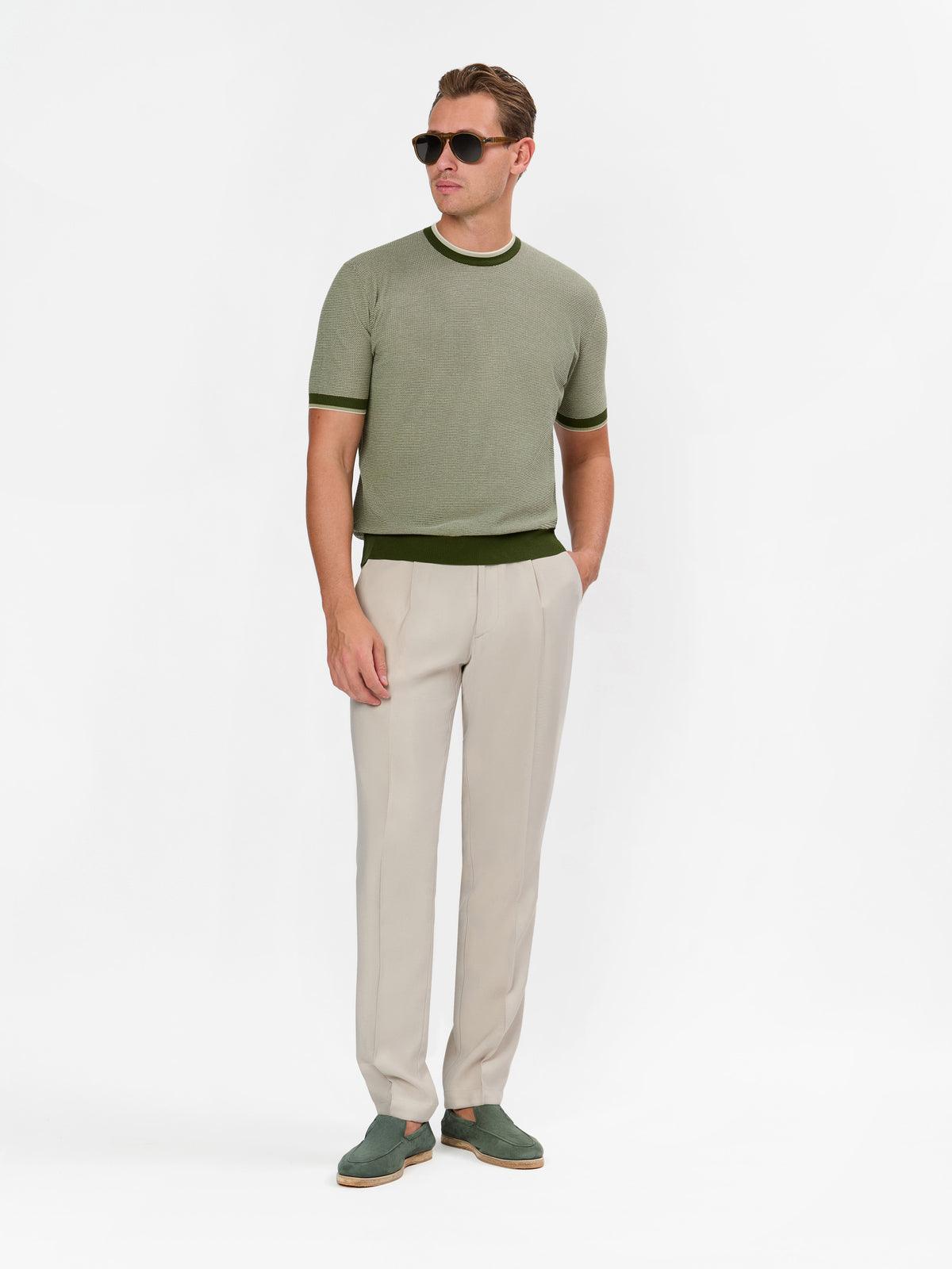 Lorenzio Mock Pique Crew neck with Contrast Rims