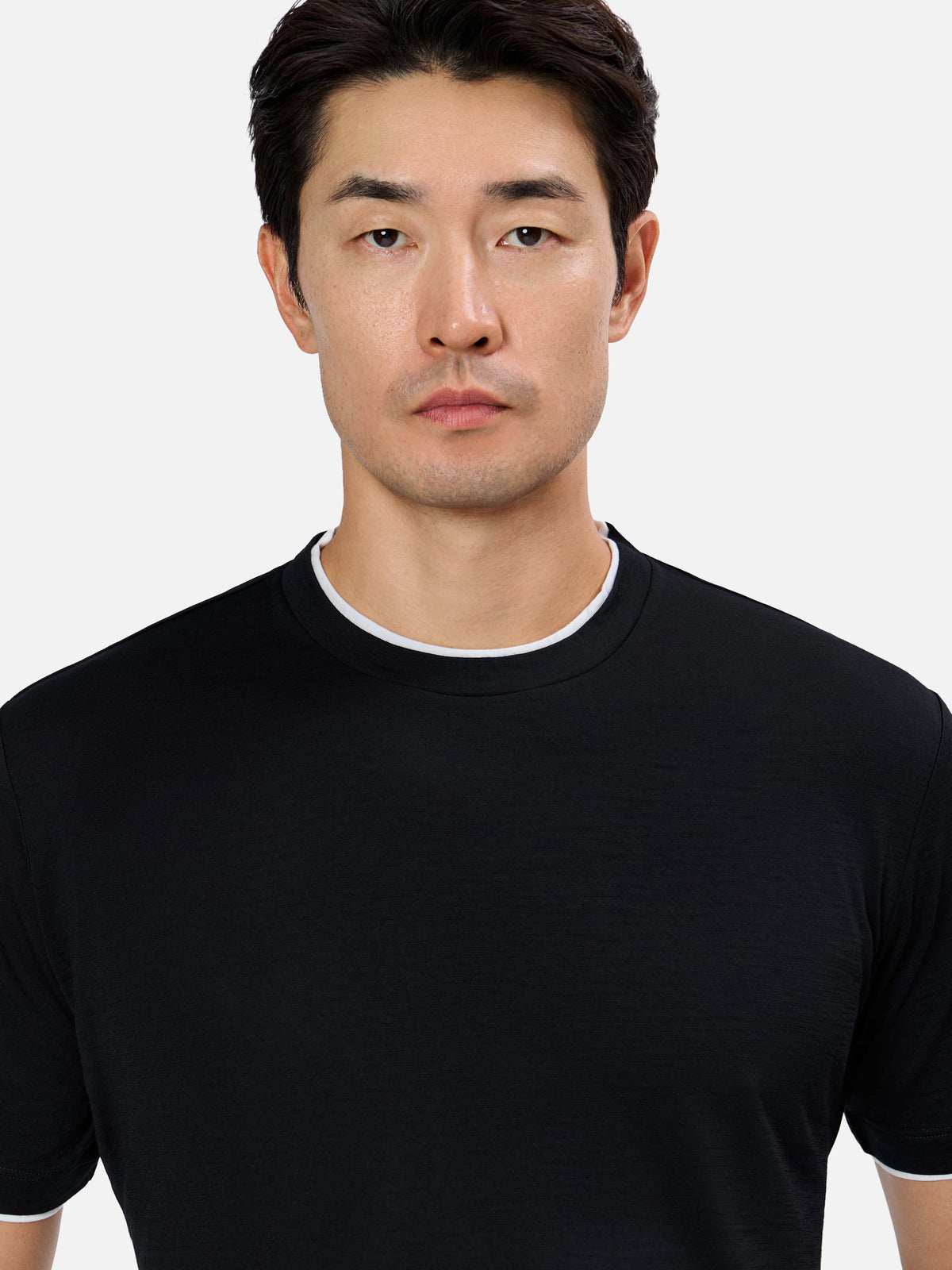 Zaccaria T-Shirt with Double Contrast Collar and Sleeve Hemming