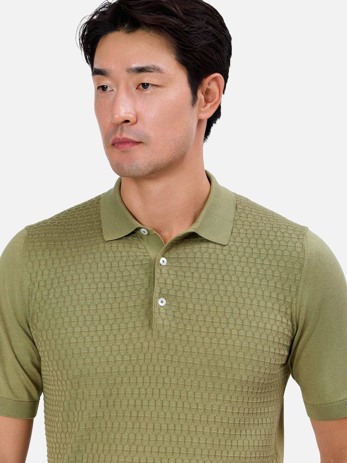 Caspiano Geometric Jacquard Short Sleeve Knit Polo