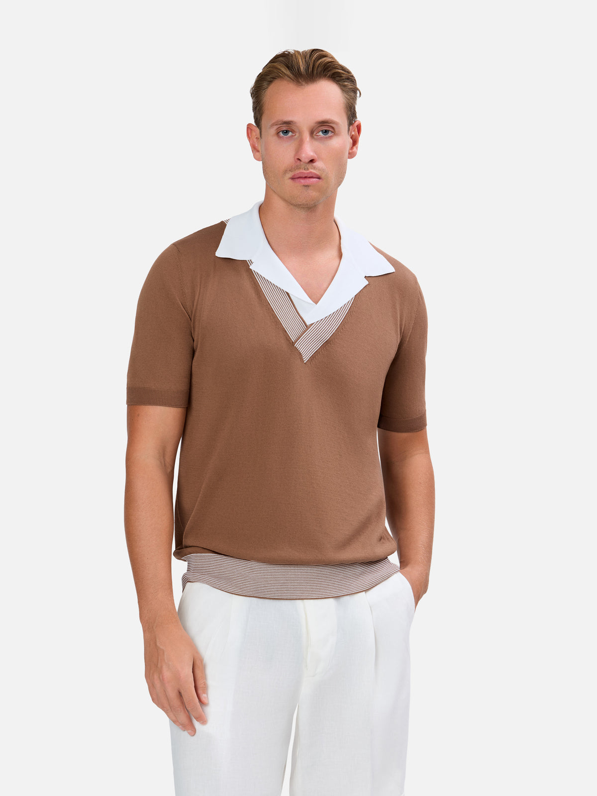 Marzio Wide Collar Open Skipper Polo