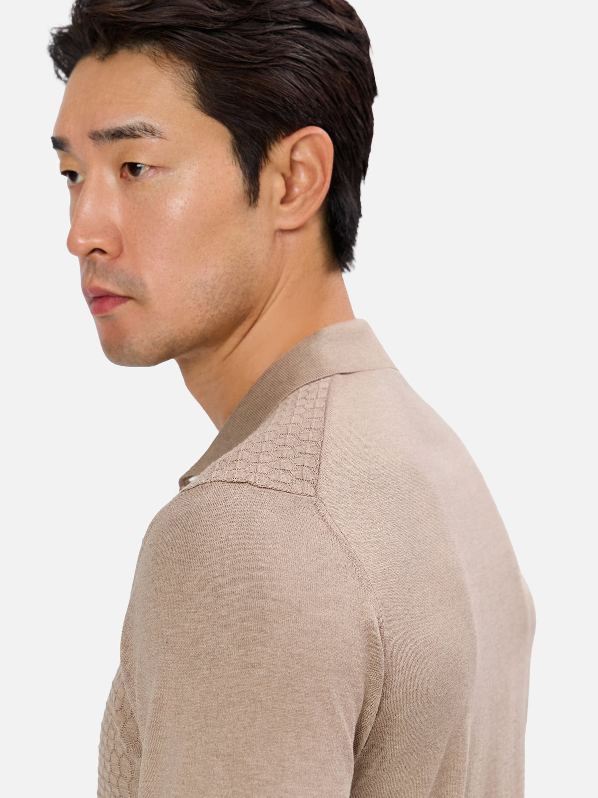 Caspiano Geometric Jacquard Short Sleeve Knit Polo