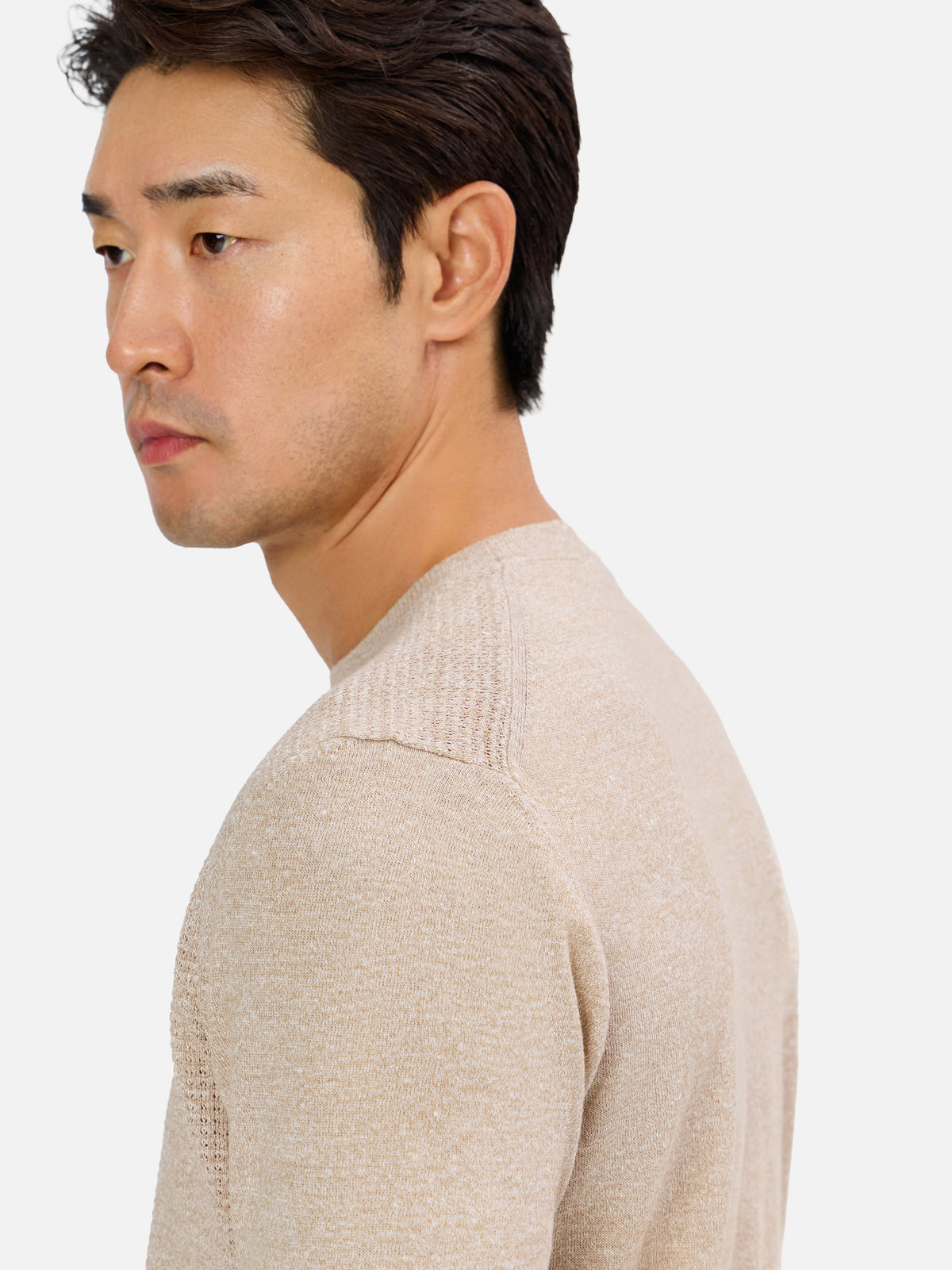 Anselvio Waffle Knit Shirt Sleeeve Crew neck