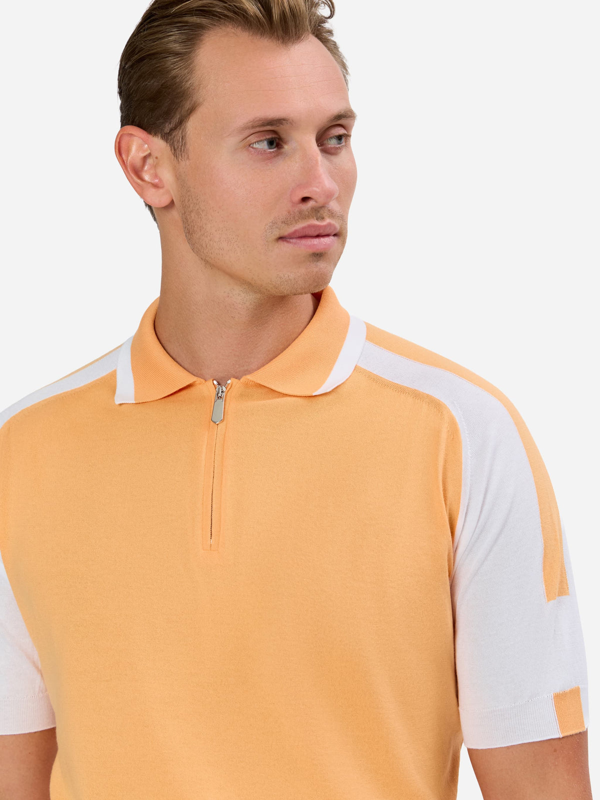 Palmino Polo Zip Contrast Color and Sleeve