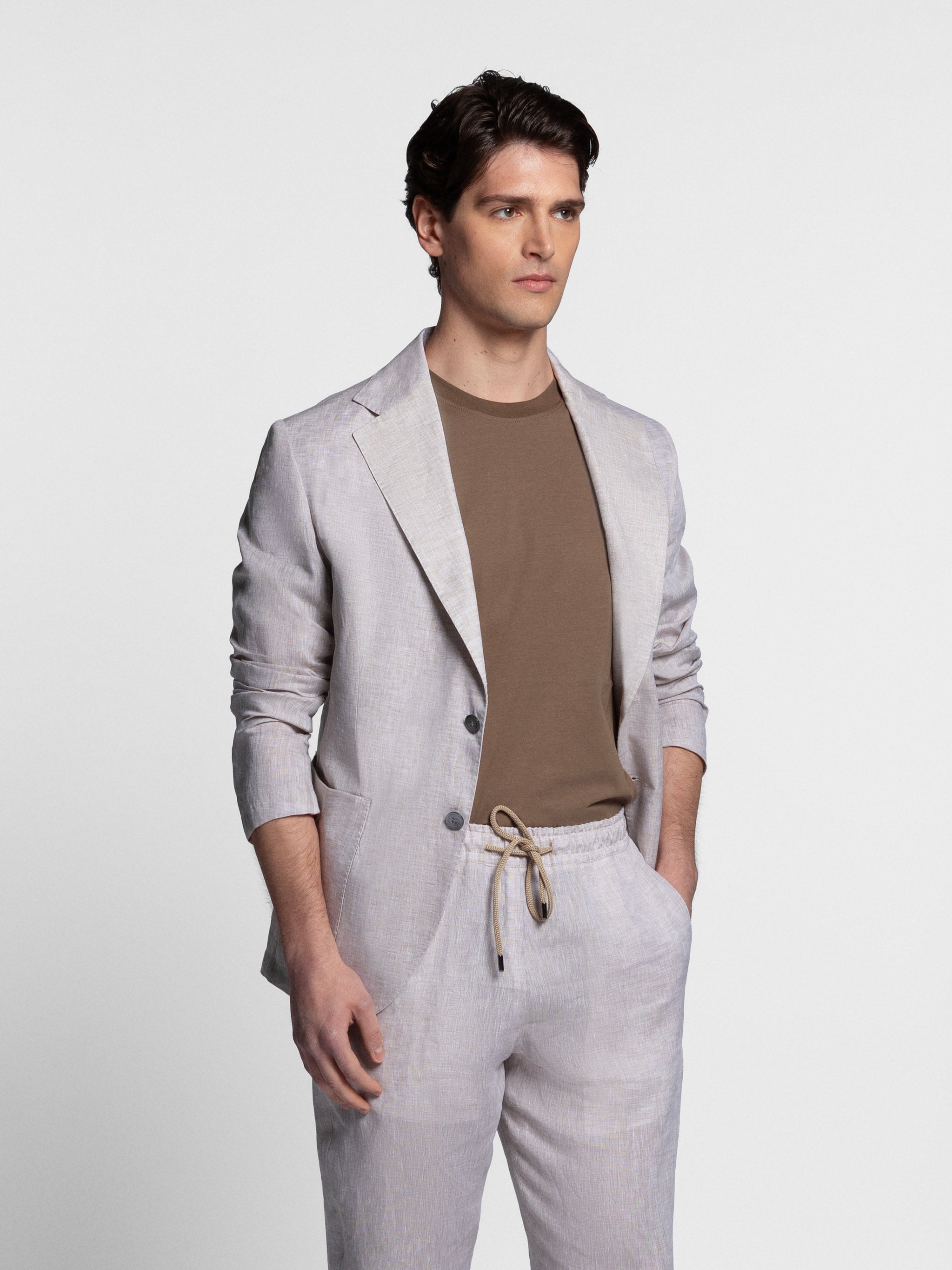Fortino Unconstructed Linen Beach Suit