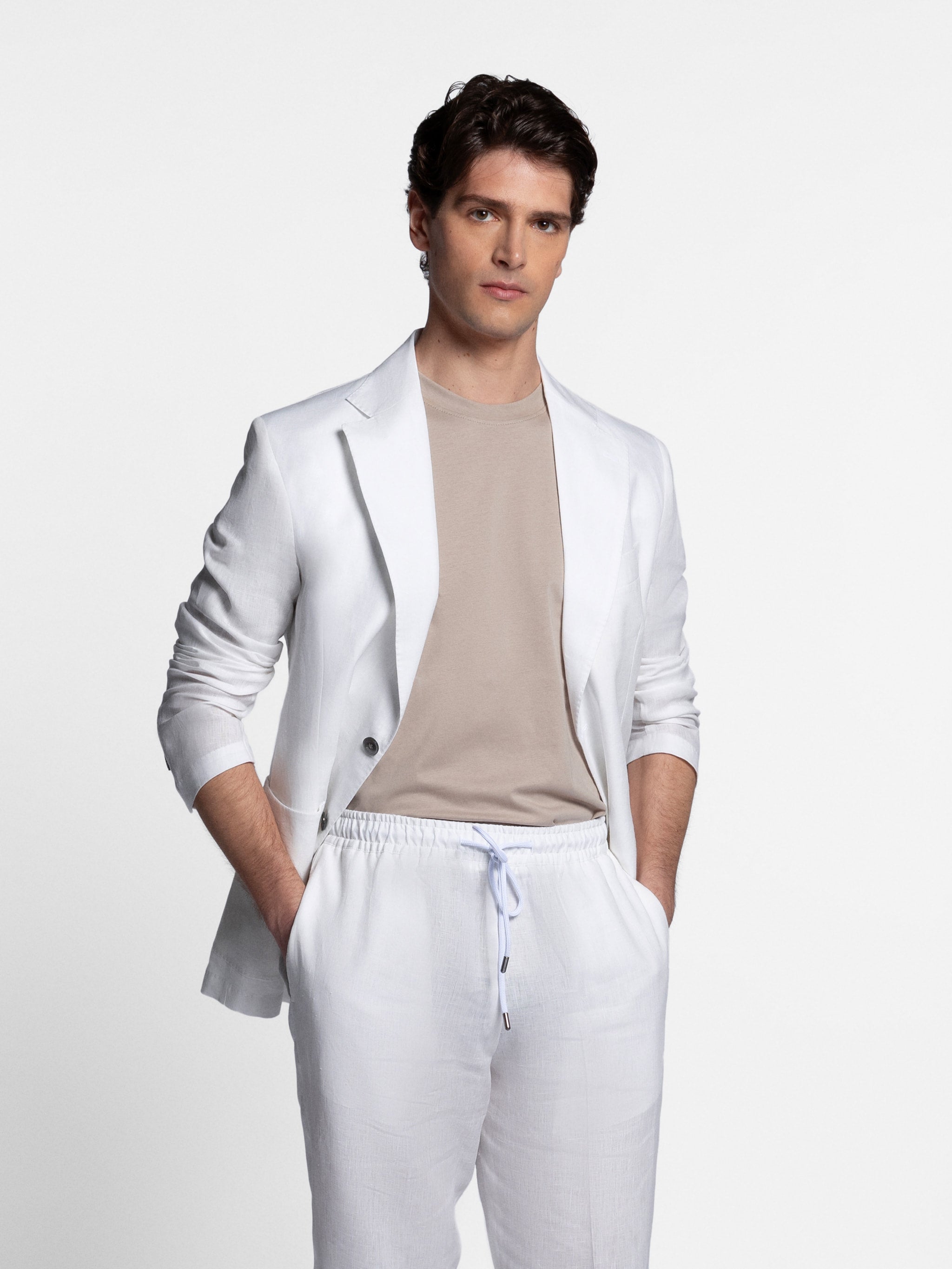 Fortino Unconstructed Linen Beach Suit