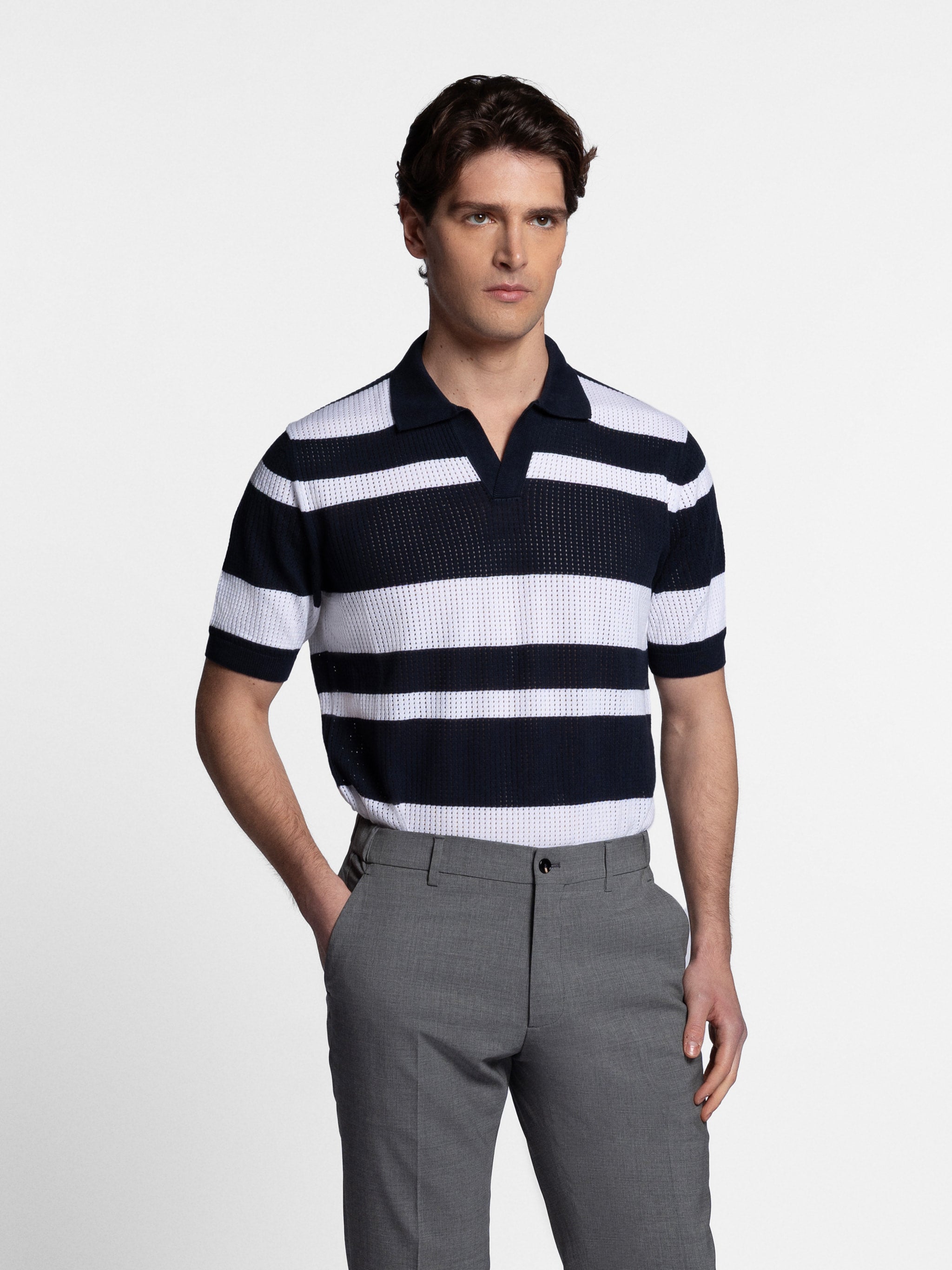 Tazio Open Knitted Skipper Polo