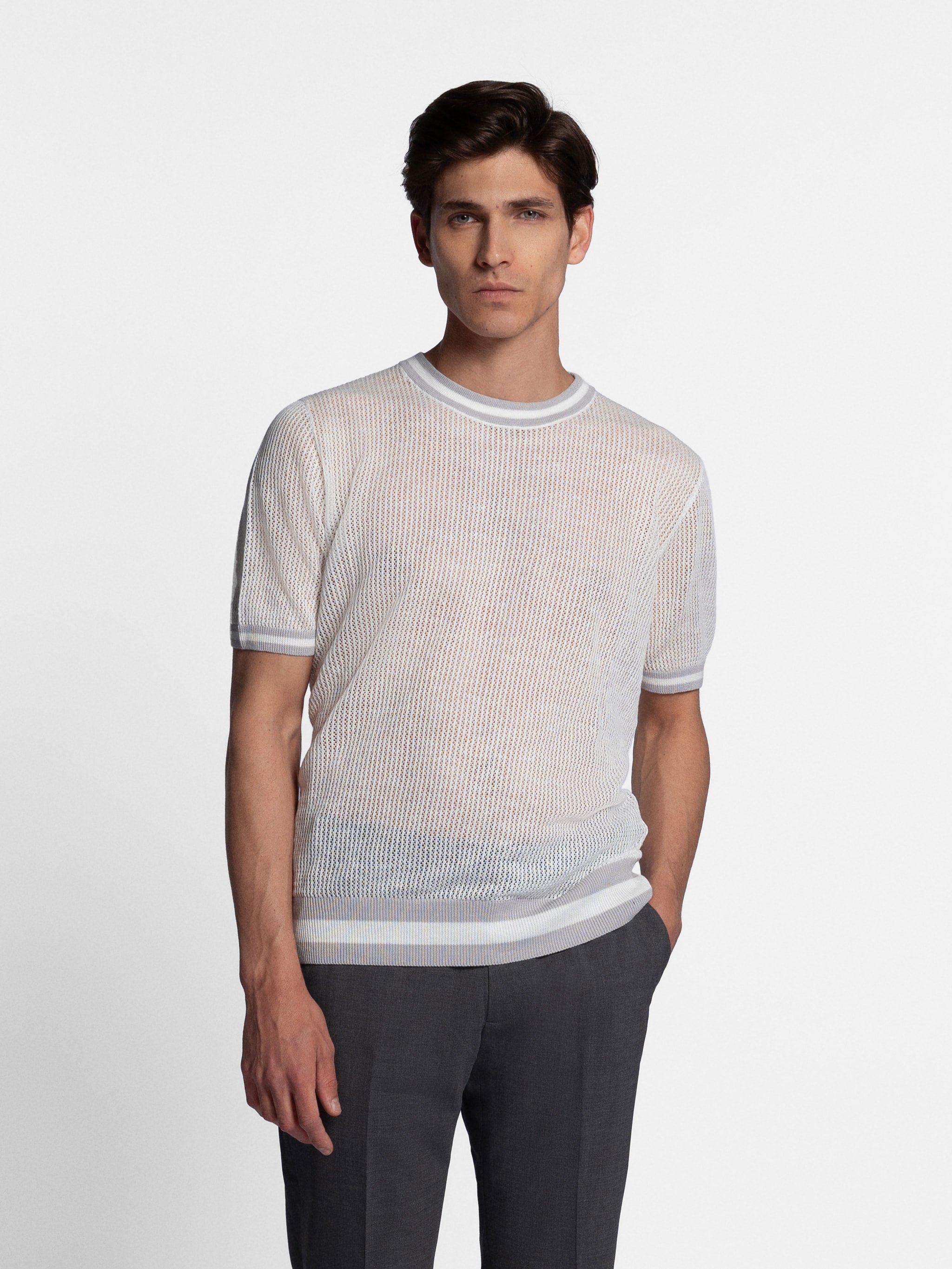 Morvello Open Knitted Crewneck T-Shirt