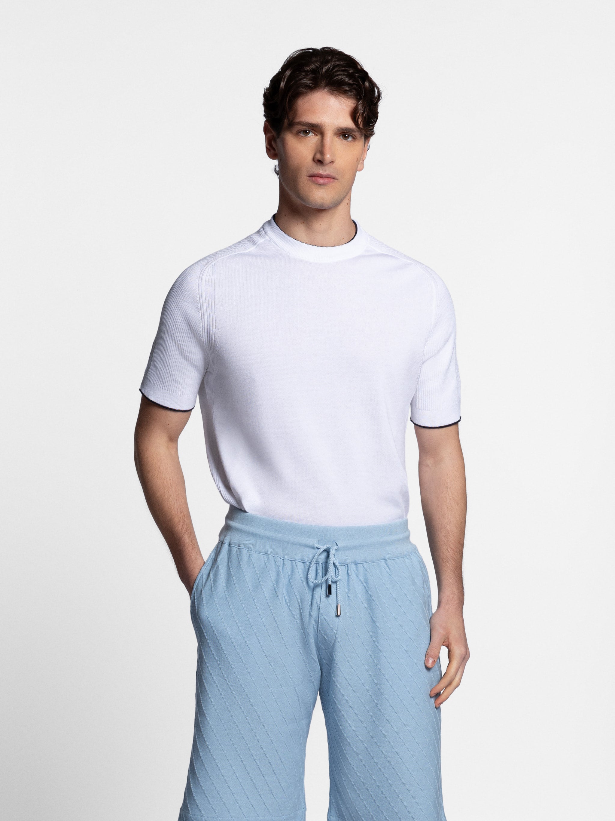 Valerico Open Stitch Shoulder Crewneck