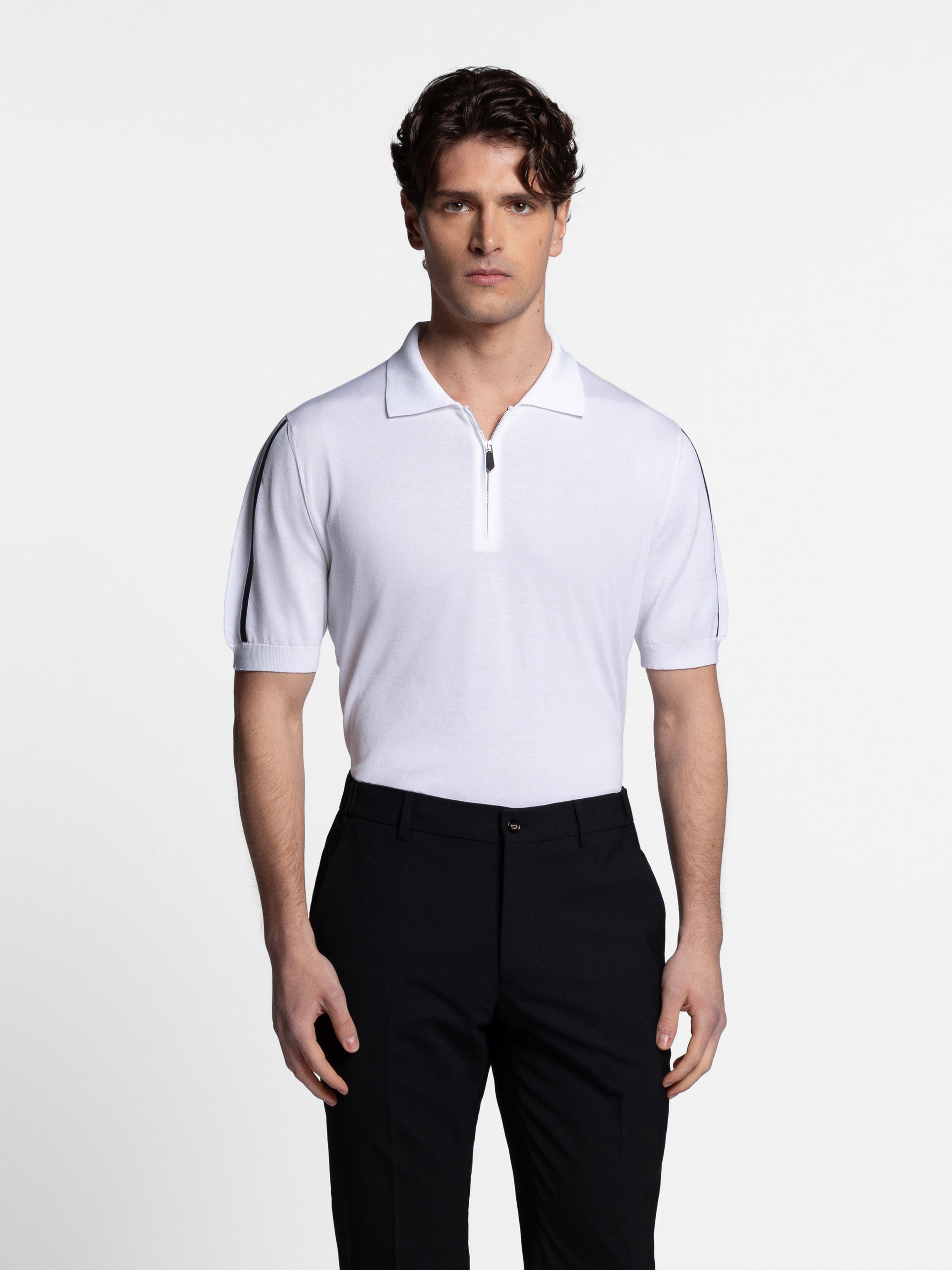 Marvello Polo Zip Contrast Sleeve
