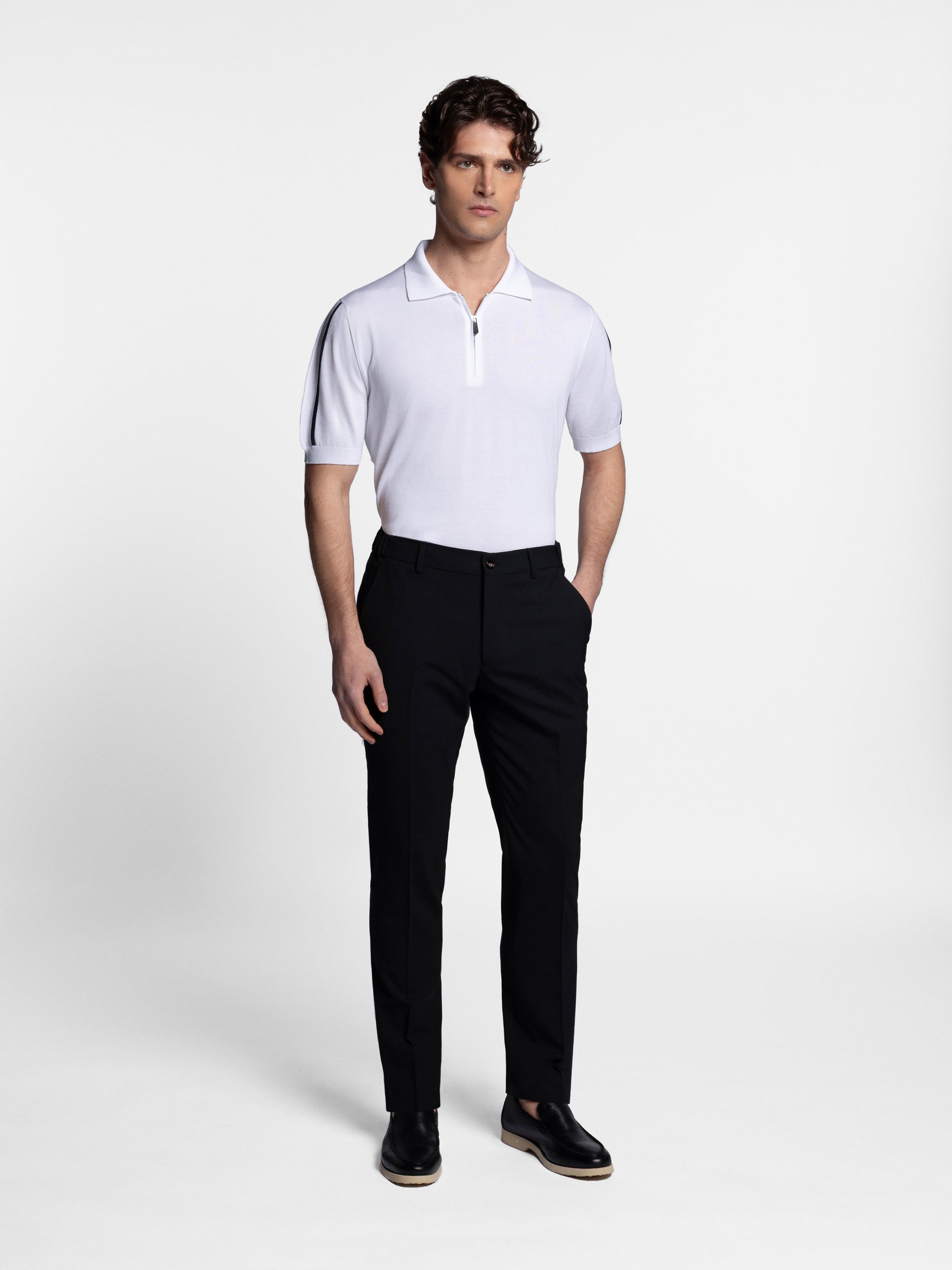 Marvello Polo Zip Contrast Sleeve