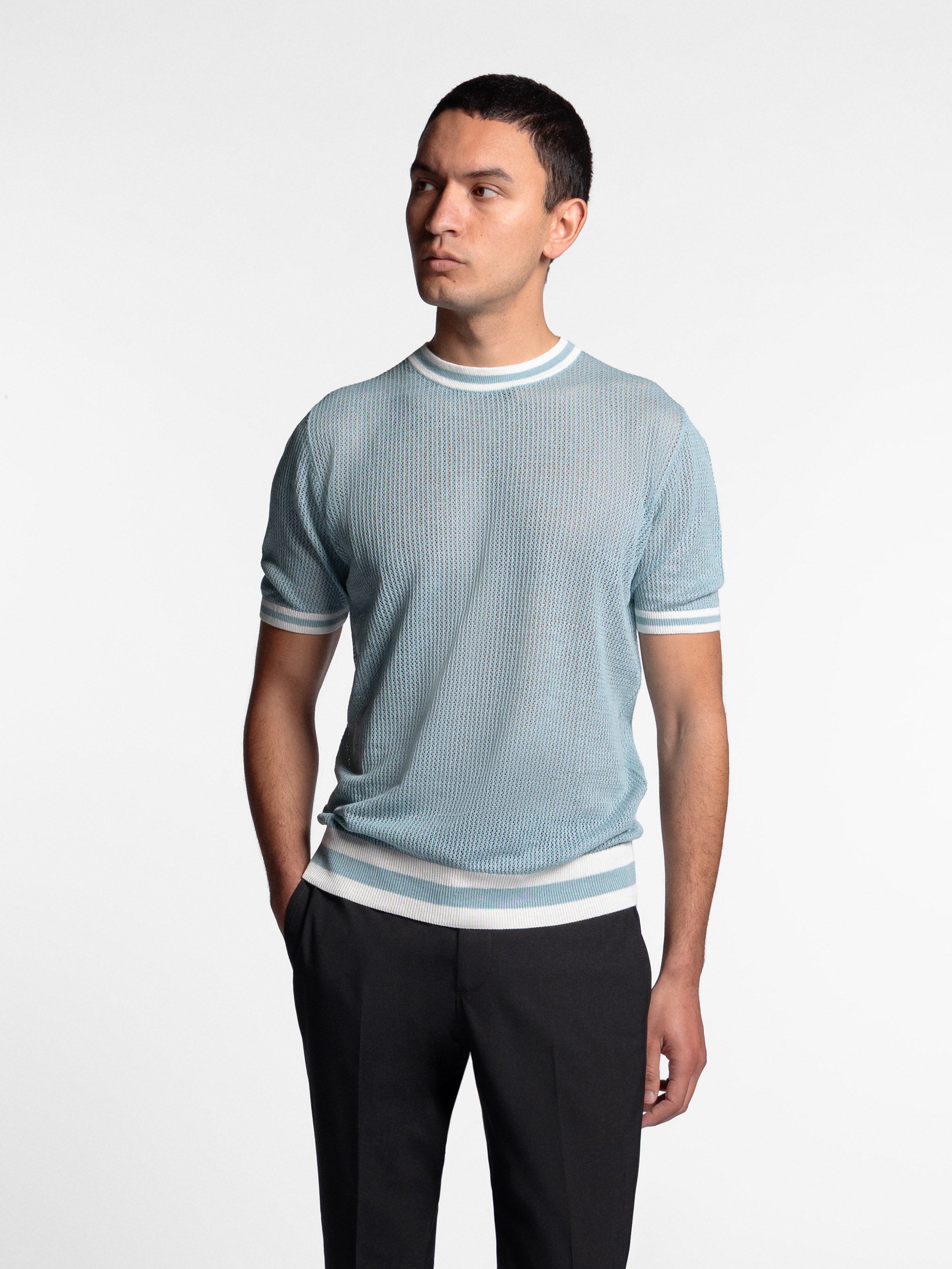 Morvello Open Knitted Crewneck T-Shirt