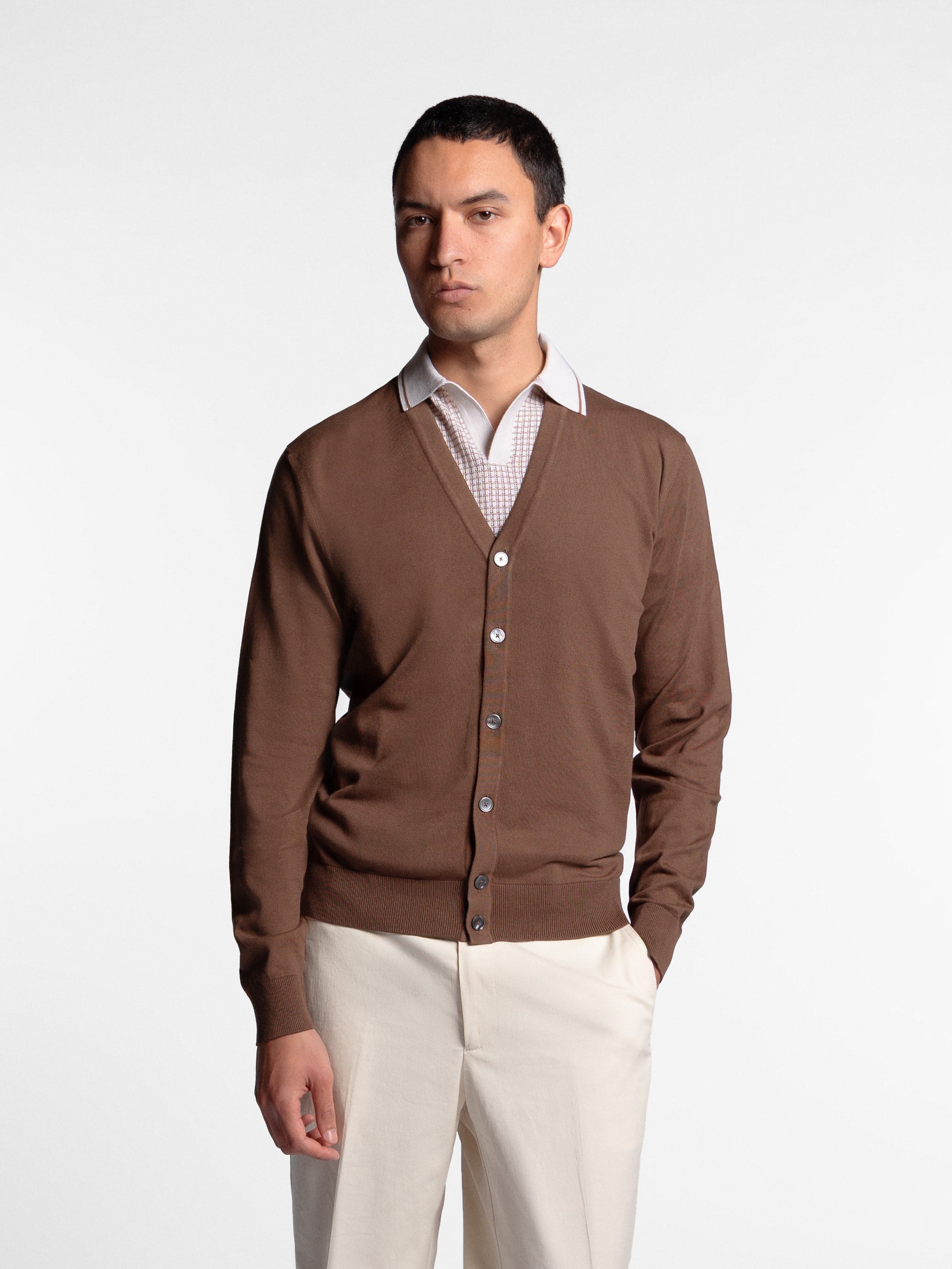 Remigio Open Work Bicollar Knit Skipper Polo